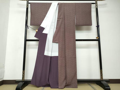 平和屋着物●江戸小紋　作家物　敷松葉草花文　洗える着物　DABI2927ud