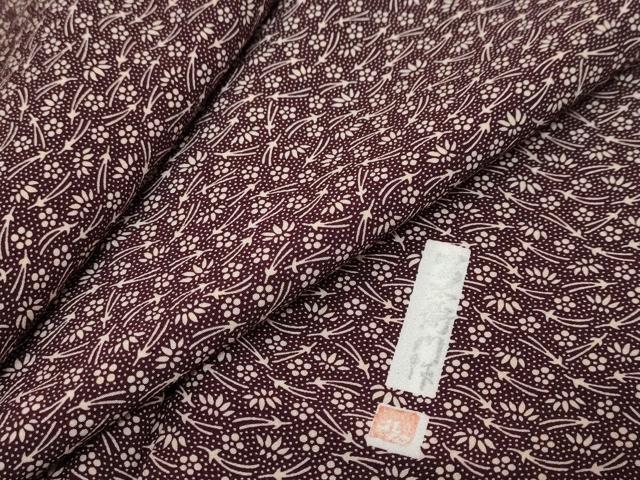 平和屋着物●江戸小紋　作家物　敷松葉草花文　洗える着物　DABI2927ud