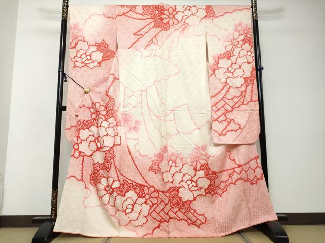 平和屋着物●豪華振袖　総絞り　雲取り花文　正絹　逸品　DABI2929ud