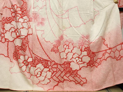 平和屋着物●豪華振袖　総絞り　雲取り花文　正絹　逸品　DABI2929ud