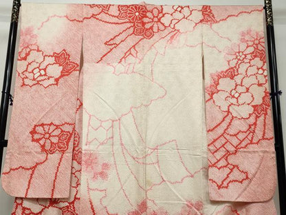平和屋着物●豪華振袖　総絞り　雲取り花文　正絹　逸品　DABI2929ud