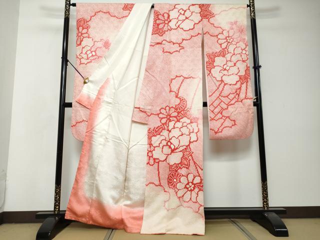 平和屋着物●豪華振袖　総絞り　雲取り花文　正絹　逸品　DABI2929ud
