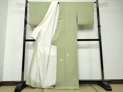 平和屋着物●訪問着　総刺繍　草花文　金糸　鬼しぼ縮緬　正絹　逸品　DABI2930ud