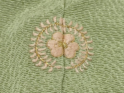 平和屋着物●訪問着　総刺繍　草花文　金糸　鬼しぼ縮緬　正絹　逸品　DABI2930ud