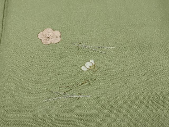 平和屋着物●訪問着　総刺繍　草花文　金糸　鬼しぼ縮緬　正絹　逸品　DABI2930ud