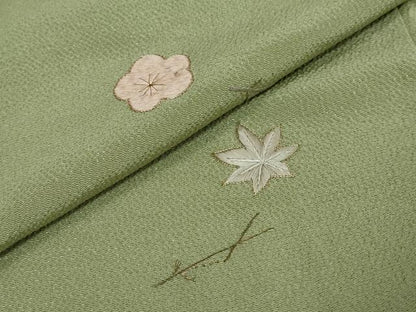 平和屋着物●訪問着　総刺繍　草花文　金糸　鬼しぼ縮緬　正絹　逸品　DABI2930ud