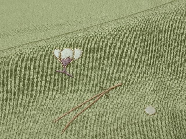 平和屋着物●訪問着　総刺繍　草花文　金糸　鬼しぼ縮緬　正絹　逸品　DABI2930ud