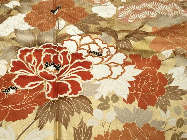 平和屋着物●豪華振袖　駒刺繍　草花文　金彩　正絹　逸品　DABI2934ud