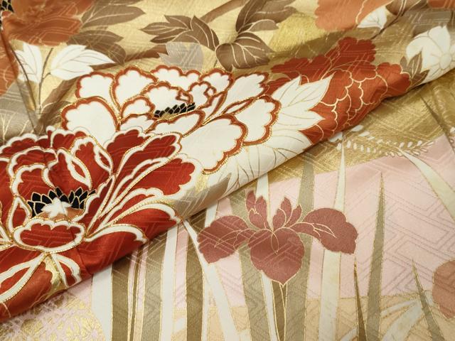 平和屋着物●豪華振袖　駒刺繍　草花文　金彩　正絹　逸品　DABI2934ud