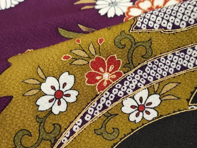 平和屋着物●豪華振袖　駒刺繍　草花文　金彩　正絹　逸品　DABI2935ud