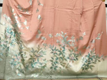 平和屋着物●螺鈿作家　藤本隆士　訪問着　螺鈿　草花文　暈し染め　金銀彩　ロング丈　正絹　逸品　DABI2938ud