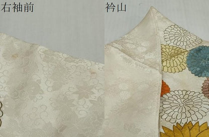 平和屋着物●豪華振袖　駒刺繍　草花文　金彩　正絹　逸品　DABI2944ud