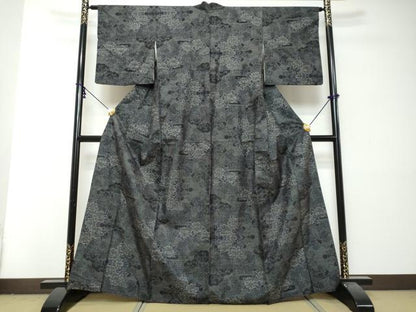 平和屋着物●本場大島紬　7マルキ　草花文　正絹　逸品　DABI2948ud