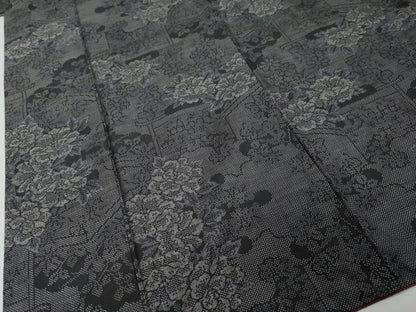 平和屋着物●本場大島紬　7マルキ　草花文　正絹　逸品　DABI2948ud