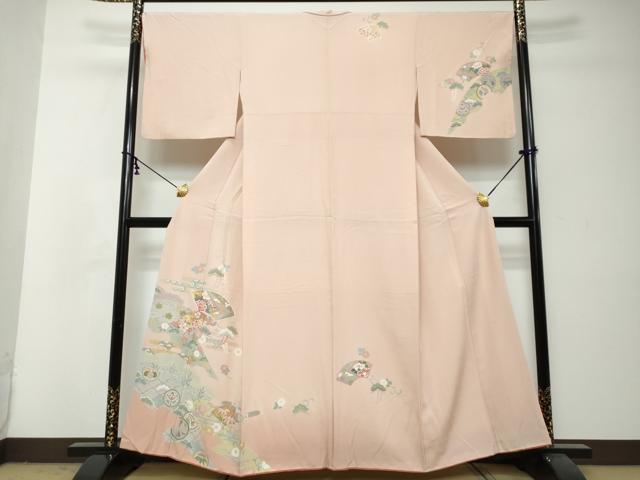 平和屋着物●訪問着　地紙草花文　金彩　正絹　逸品　DABI2951ud