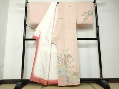 平和屋着物●訪問着　地紙草花文　金彩　正絹　逸品　DABI2951ud