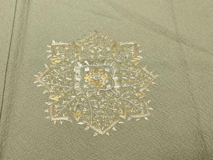 平和屋着物●豪華色留袖　総刺繍　洋花文　金銀糸　正絹　逸品　未使用　DABI2952ud