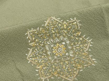 平和屋着物●豪華色留袖　総刺繍　洋花文　金銀糸　正絹　逸品　未使用　DABI2952ud