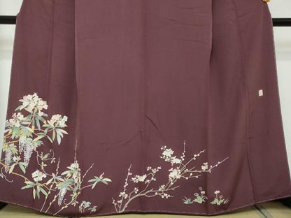 平和屋着物●訪問着　友禅　作家物　草花文　正絹　逸品　未使用　DABI2953ud