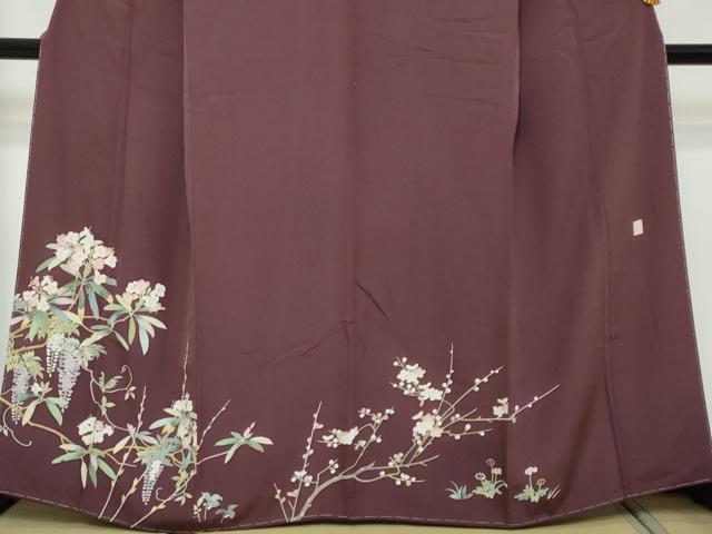 平和屋着物●訪問着　友禅　作家物　草花文　正絹　逸品　未使用　DABI2953ud