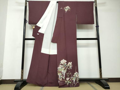 平和屋着物●訪問着　友禅　作家物　草花文　正絹　逸品　未使用　DABI2953ud