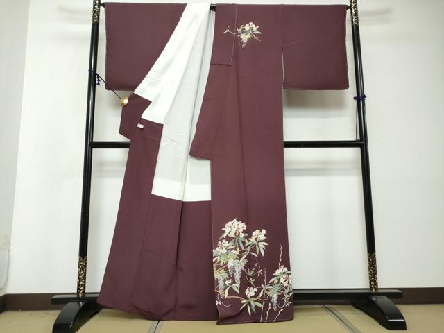平和屋着物●訪問着　友禅　作家物　草花文　正絹　逸品　未使用　DABI2953ud