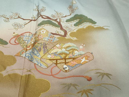 平和屋着物●豪華色留袖　作家物　刺繍　花鳥絵巻文　暈し染め　金彩　正絹　逸品　DABI2954ud