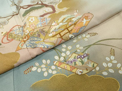 平和屋着物●豪華色留袖　作家物　刺繍　花鳥絵巻文　暈し染め　金彩　正絹　逸品　DABI2954ud