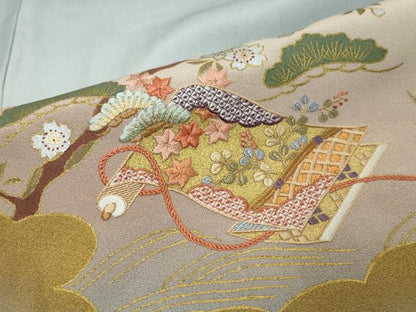 平和屋着物●豪華色留袖　作家物　刺繍　花鳥絵巻文　暈し染め　金彩　正絹　逸品　DABI2954ud