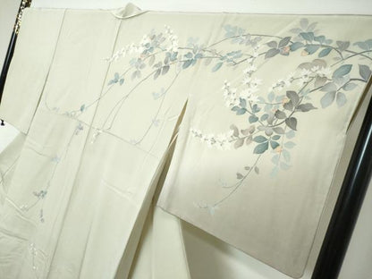 平和屋着物●訪問着　友禅　作家物　草花文　暈し染め　正絹　逸品　DABI2955ud
