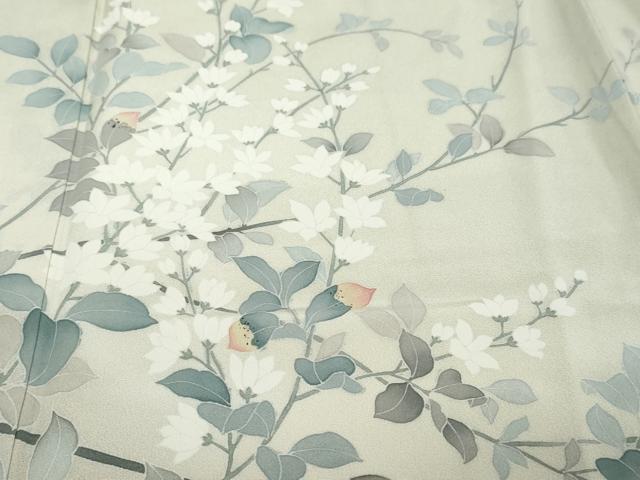 平和屋着物●訪問着　友禅　作家物　草花文　暈し染め　正絹　逸品　DABI2955ud