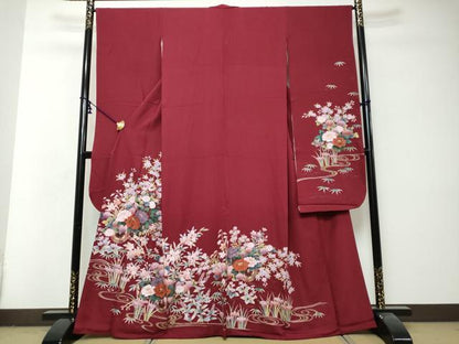 平和屋着物●豪華振袖　流水花車文　金彩　正絹　逸品　DABI2959ud