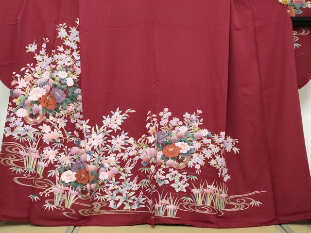 平和屋着物●豪華振袖　流水花車文　金彩　正絹　逸品　DABI2959ud