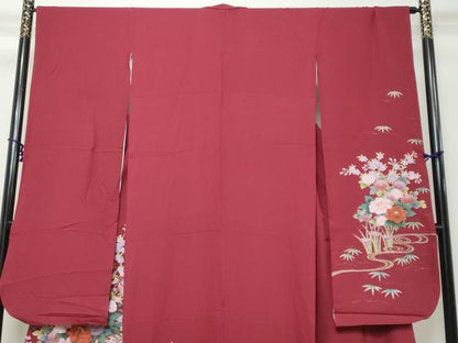 平和屋着物●豪華振袖　流水花車文　金彩　正絹　逸品　DABI2959ud
