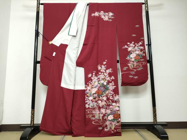 平和屋着物●豪華振袖　流水花車文　金彩　正絹　逸品　DABI2959ud
