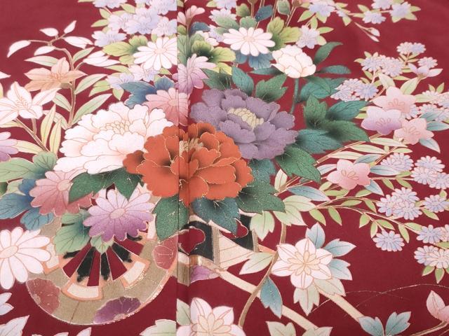 平和屋着物●豪華振袖　流水花車文　金彩　正絹　逸品　DABI2959ud