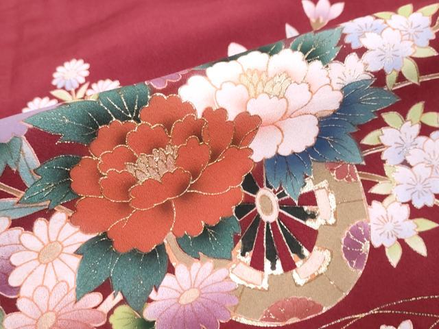 平和屋着物●豪華振袖　流水花車文　金彩　正絹　逸品　DABI2959ud