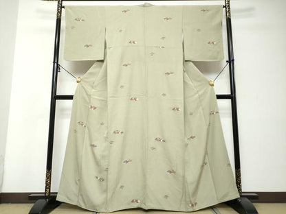 平和屋着物●上質な小紋　箔散らし草花文　正絹　逸品　DABI2960ud