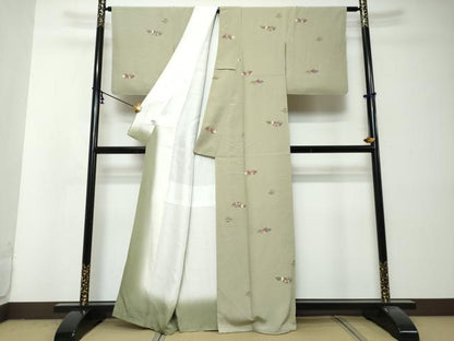 平和屋着物●上質な小紋　箔散らし草花文　正絹　逸品　DABI2960ud