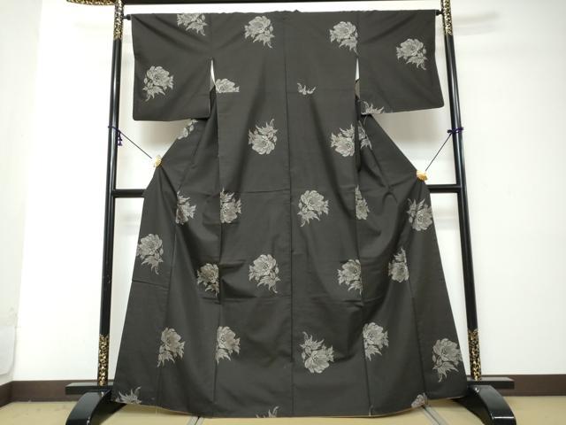 平和屋着物●本場大島紬　9マルキ　地空き　草花文　小田急百貨店扱い　正絹　逸品　DABI2963ud