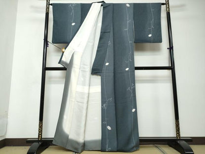 平和屋着物●上質な小紋　絞り　枝葉文　金彩　正絹　逸品　DABI2967ud