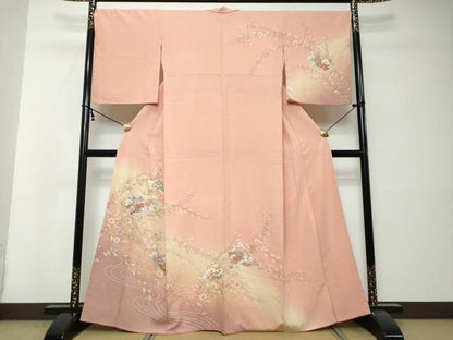 平和屋着物●訪問着　地紙草花文　暈し染め　金彩　正絹　逸品　DABI2968ud