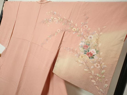 平和屋着物●訪問着　地紙草花文　暈し染め　金彩　正絹　逸品　DABI2968ud