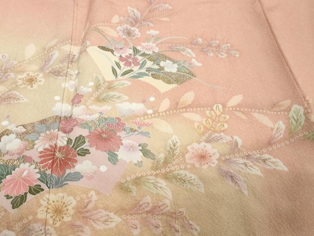 平和屋着物●訪問着　地紙草花文　暈し染め　金彩　正絹　逸品　DABI2968ud