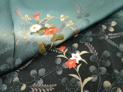 平和屋着物●訪問着　刺繍　草花文　暈し染め　金彩　正絹　逸品　DABI2970ud