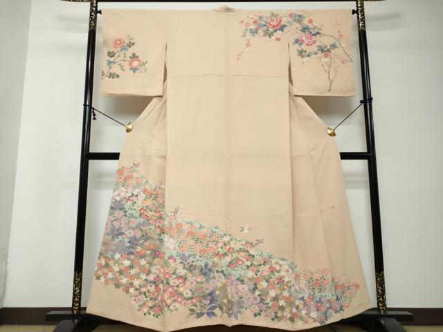 平和屋着物●訪問着　友禅　作家物　花鳥文　正絹　逸品　DABI2971ud
