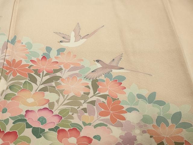 平和屋着物●訪問着　友禅　作家物　花鳥文　正絹　逸品　DABI2971ud