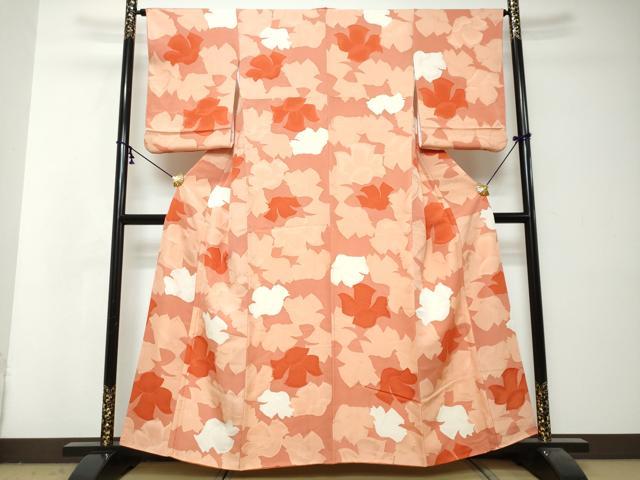 平和屋着物●上質な小紋　地紋起こし　舞花文　正絹　逸品　DABI2973ud