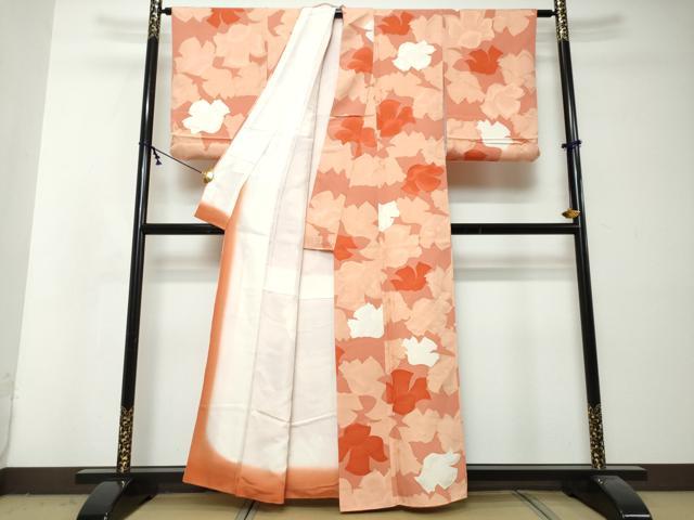 平和屋着物●上質な小紋　地紋起こし　舞花文　正絹　逸品　DABI2973ud