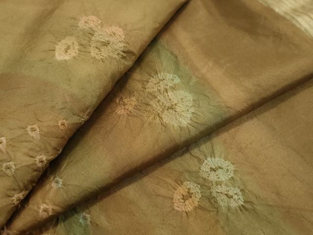 平和屋着物●本場染大島紬　絞り　草花文　正絹　逸品　DABI2974ud